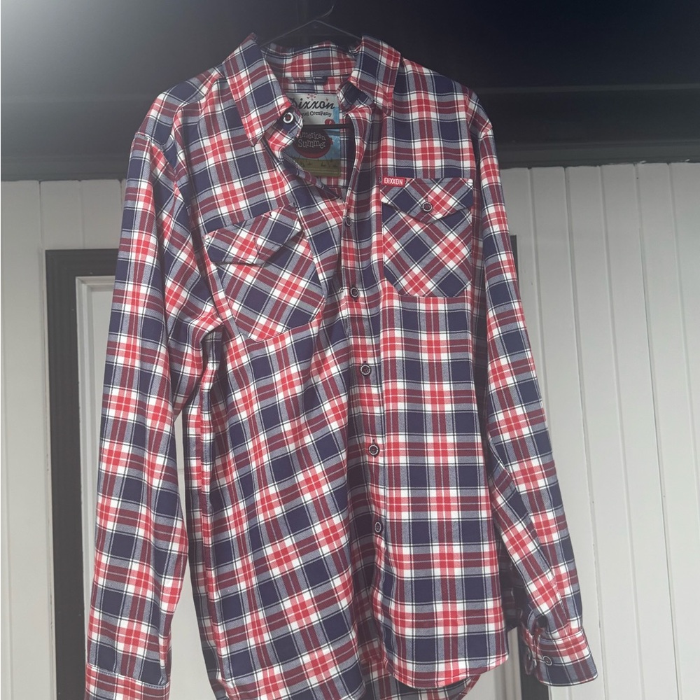 Dixxon Red and Blue Plaid Flannel Shirt - Picture 2 of 3